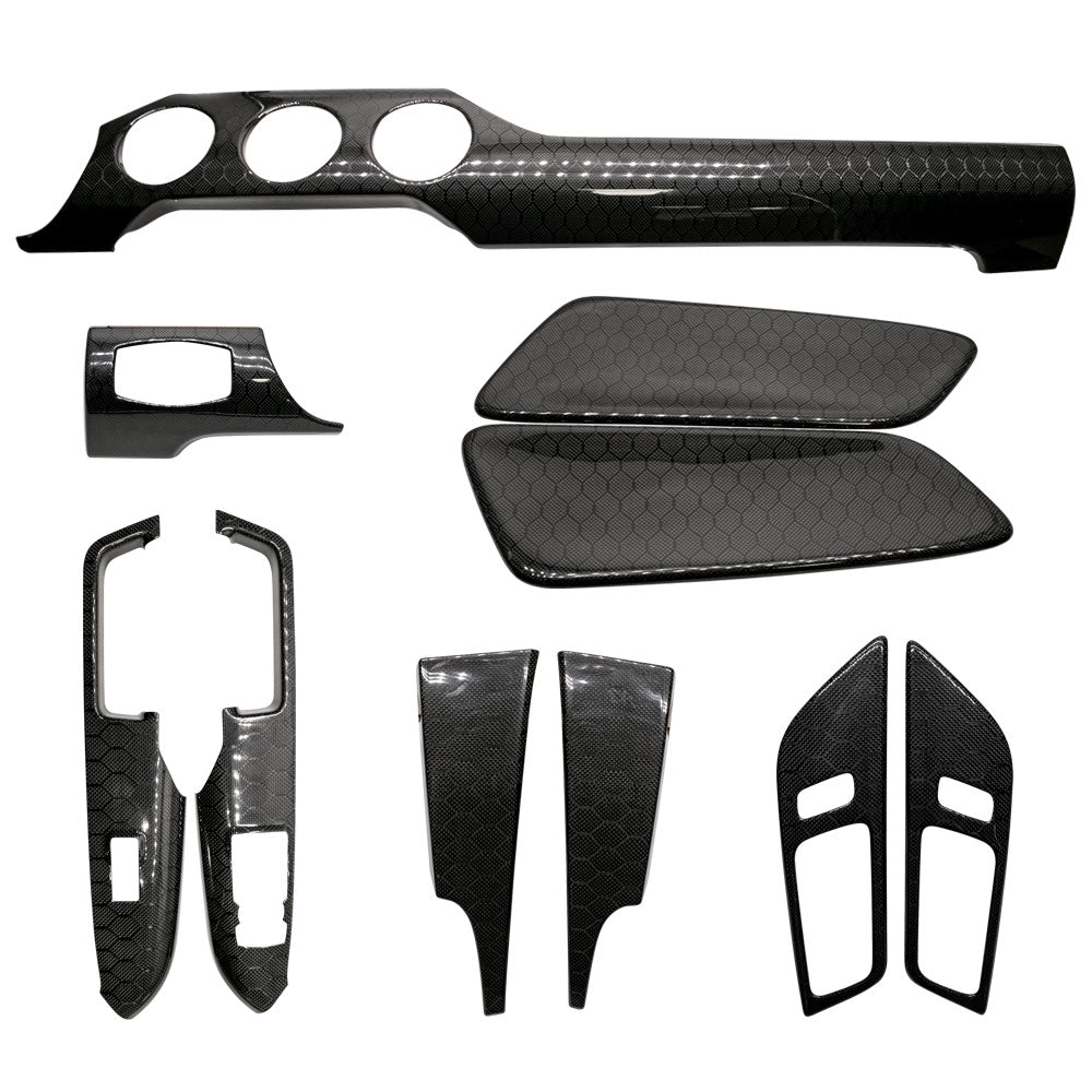 Limited Honeycomb Pattern | 2015-2022 Ford Mustang Real Carbon Fiber Interior Kit - 3 Hole / 10 Piece Kit
