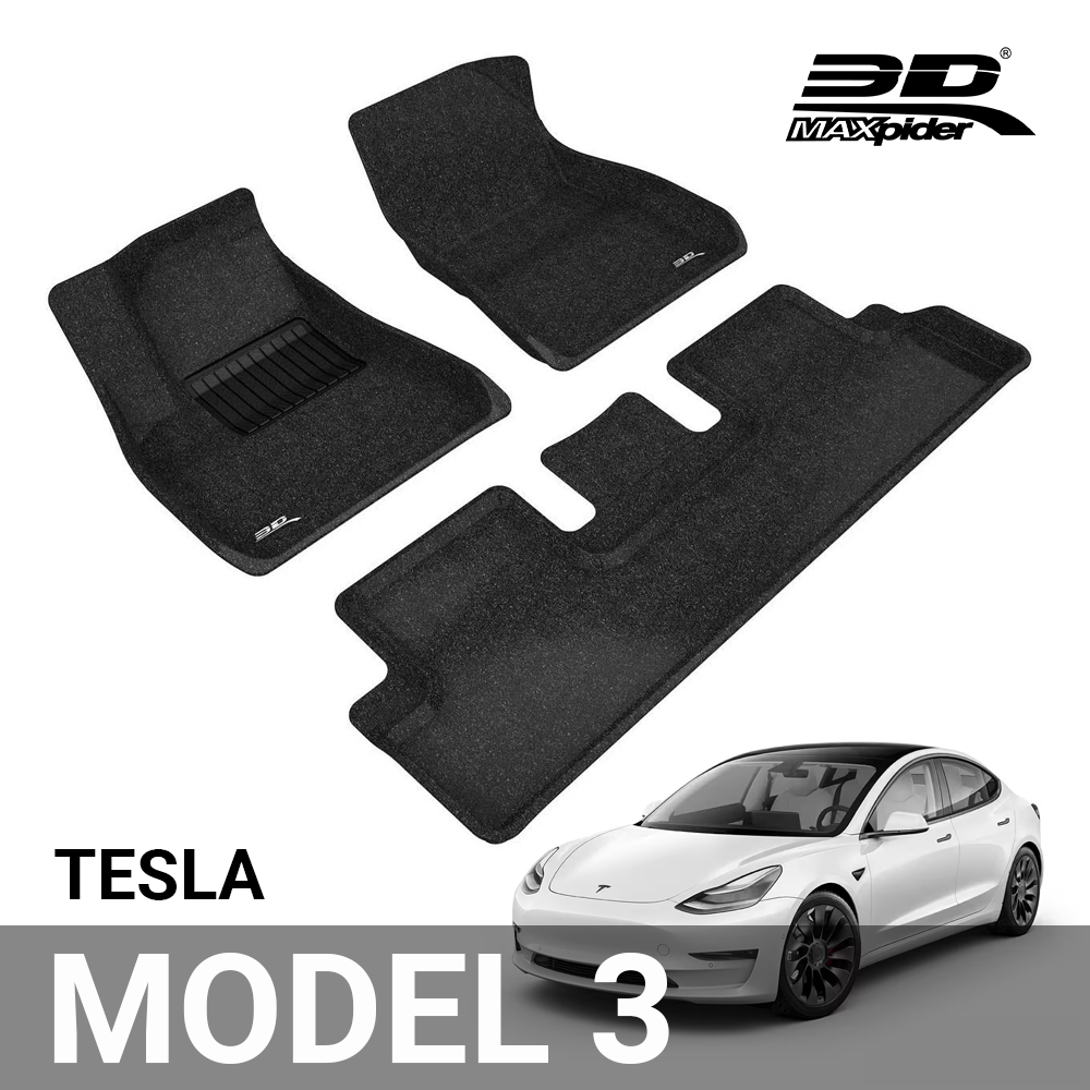 3D MAXpider - L1TL00402209 Tesla Model 3 2018-2023 Custom Fit All Weather Floor Mats Liners, Classic Series (1st & 2nd Row, Black)