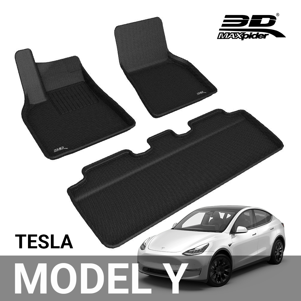 3D MAXpider All-Weather Floor Mats for Tesla Model Y 5-Seat 2020-2023 Custom Fit Car Mats Floor Liners, Kagu Series (Does NOT fit 7-Seat)