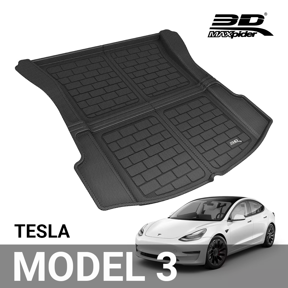 3D MAXpider-All-Weather Cargo Liner for Tesla Model 3 2017-2023 Custom Fit Car Floor Mat (Rear Trunk) - Black