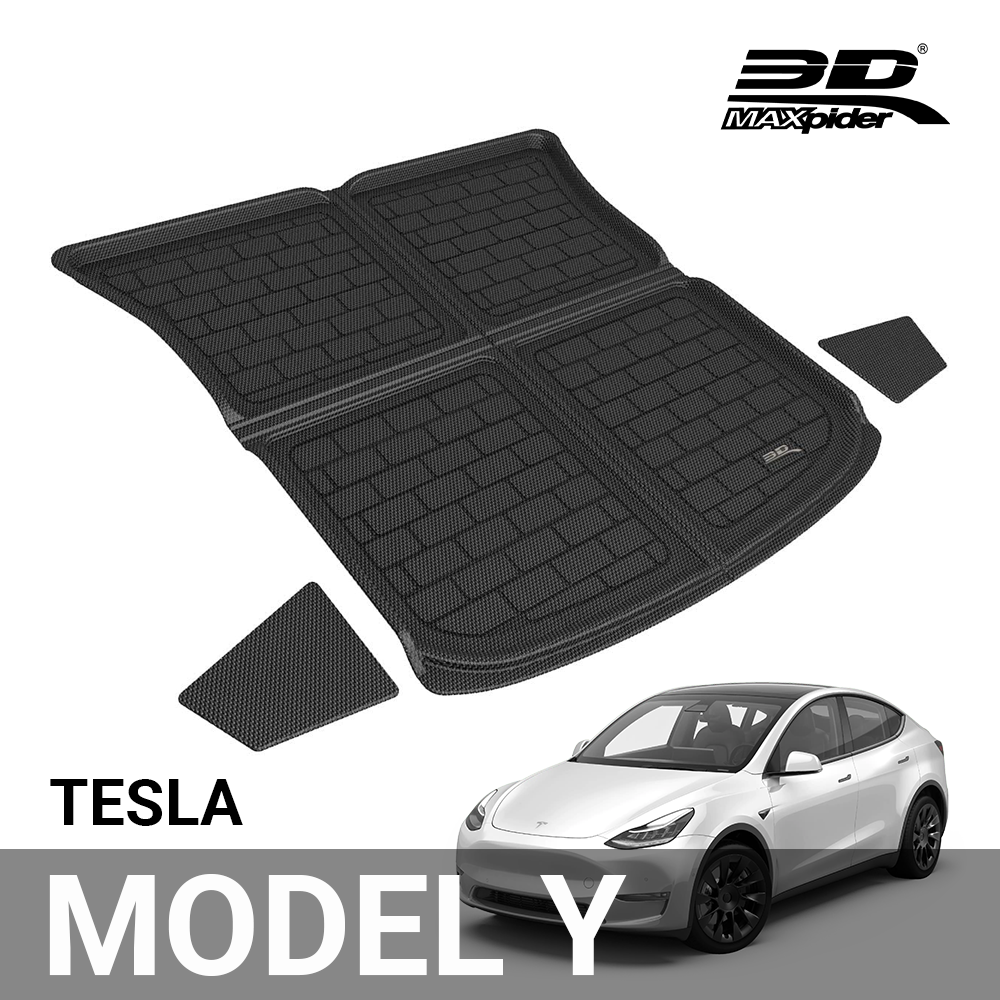 3D MAXpider Rubber Cargo Liner for 2020-2023 Tesla Model Y – Black Custom Fit All-Weather Kagu Series (NOT FIT 7-SEAT)