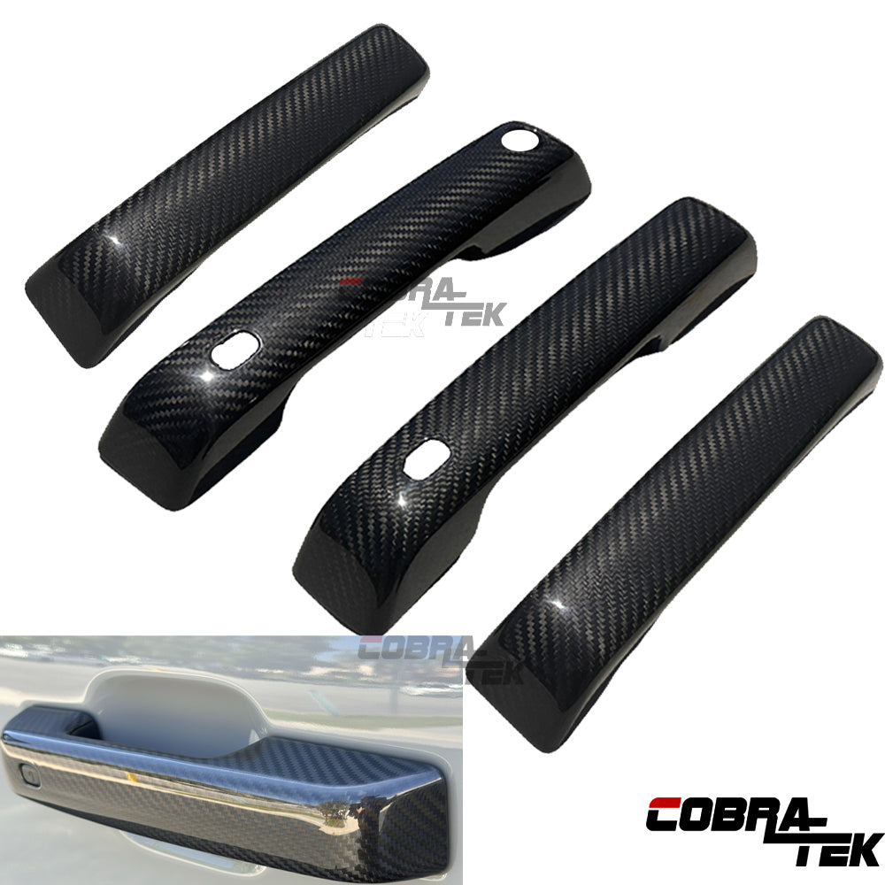 Cobra-Tek Real Carbon Fiber External Door Handle Cover Trim for 2022–2026 Ford F150 W/Push Botton Keyless – Matte Black Carbon Fiber