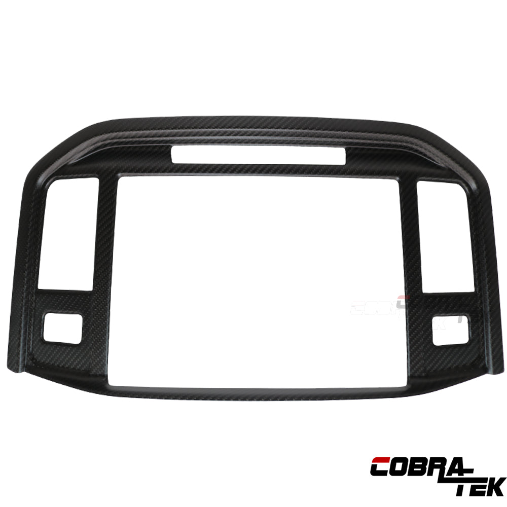 Cobra-Tek Real Dry Carbon Fiber Navigation Screen Cover for 2022–2026 Ford F-150 Interior Trim for Entertainment System Bezel – Matte Black Carbon Fiber