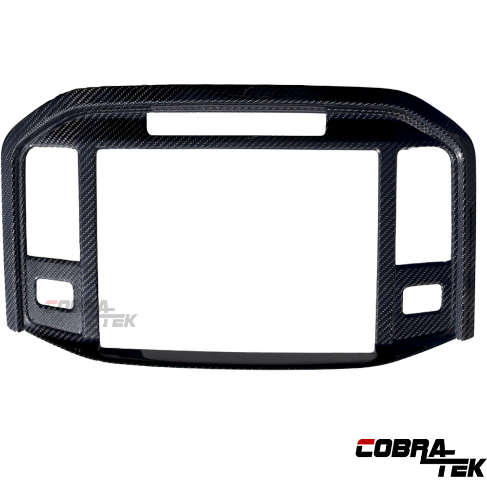 Cobra-Tek Real Dry Carbon Fiber Navigation Screen Cover for 2022–2025 Ford F-150 Interior Trim for Entertainment System Bezel – High Gloss Black Carbon Fiber