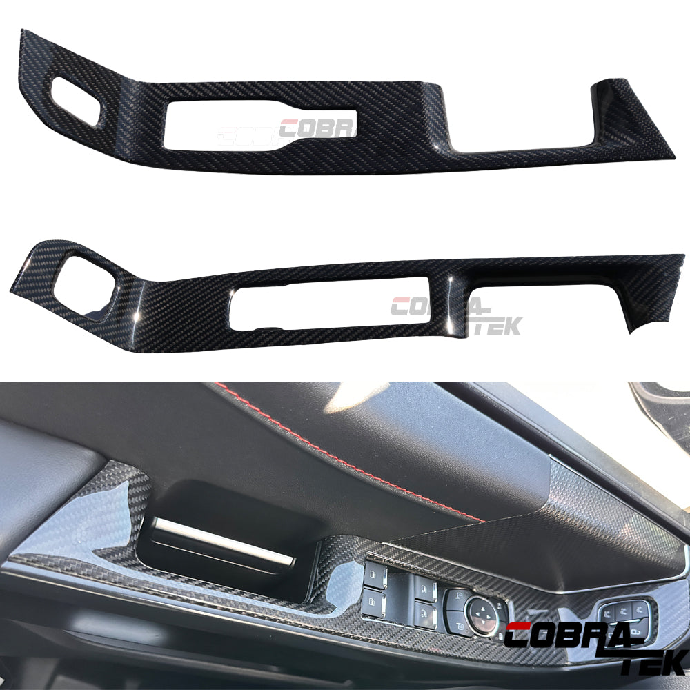 Cobra-Tek Real Dry Carbon Fiber Front Door Window Switch Cover for 2022–2026 Ford F-150 – Gloss Black Carbon Fiber