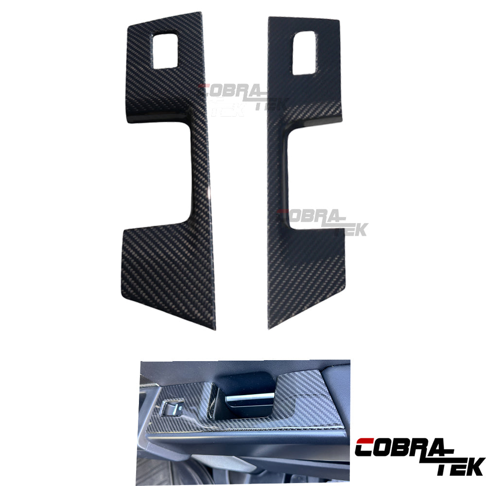 Cobra-Tek Real Dry Carbon Fiber Rear Door Window Switch Cover for 2022–2026 Ford F-150 – Gloss Black Carbon Fiber