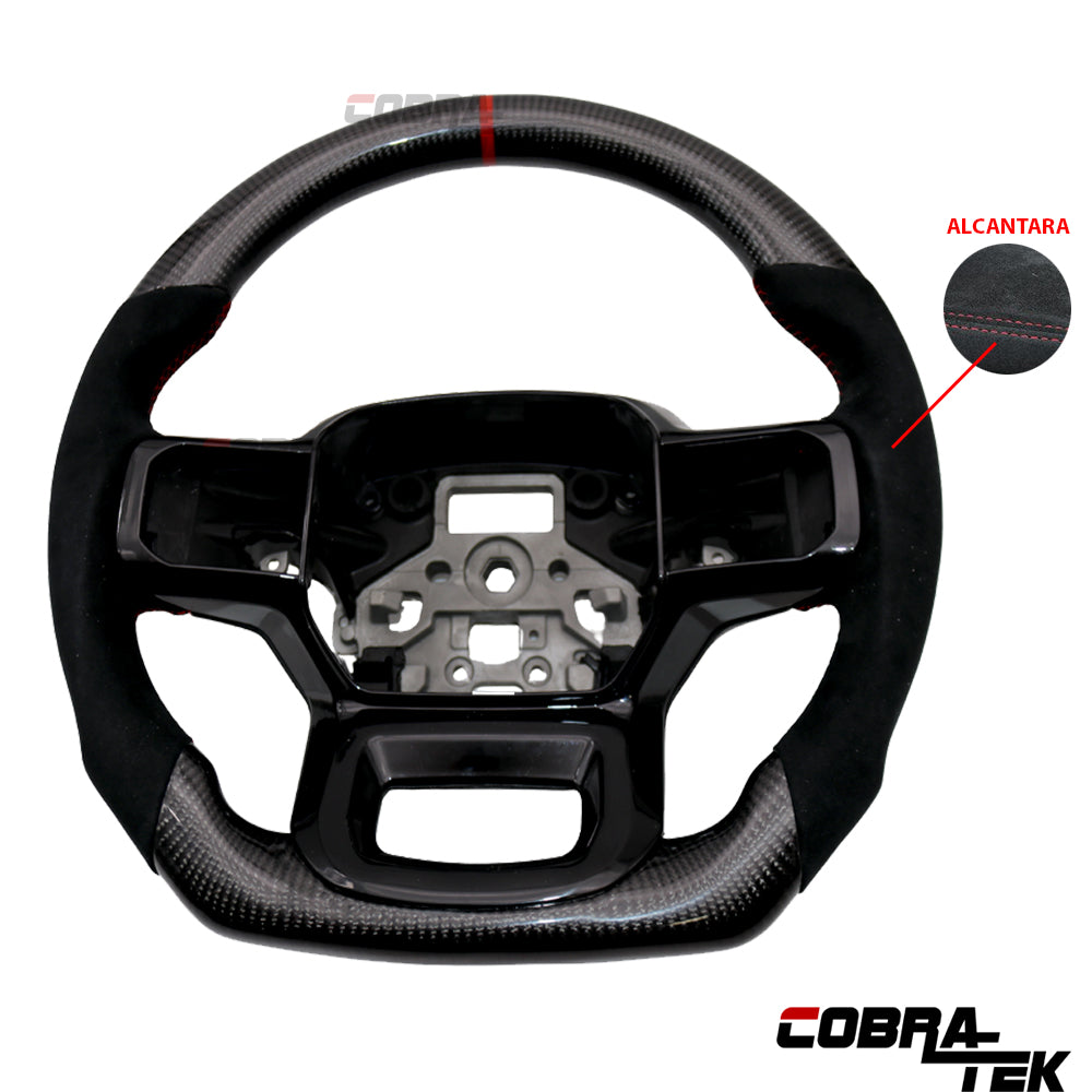 Cobra-Tek Carbon Fiber & Alcantara Steering Wheel for 2022+ Ford F-150 W/O Heat Function  - Matte Black Carbon Finish