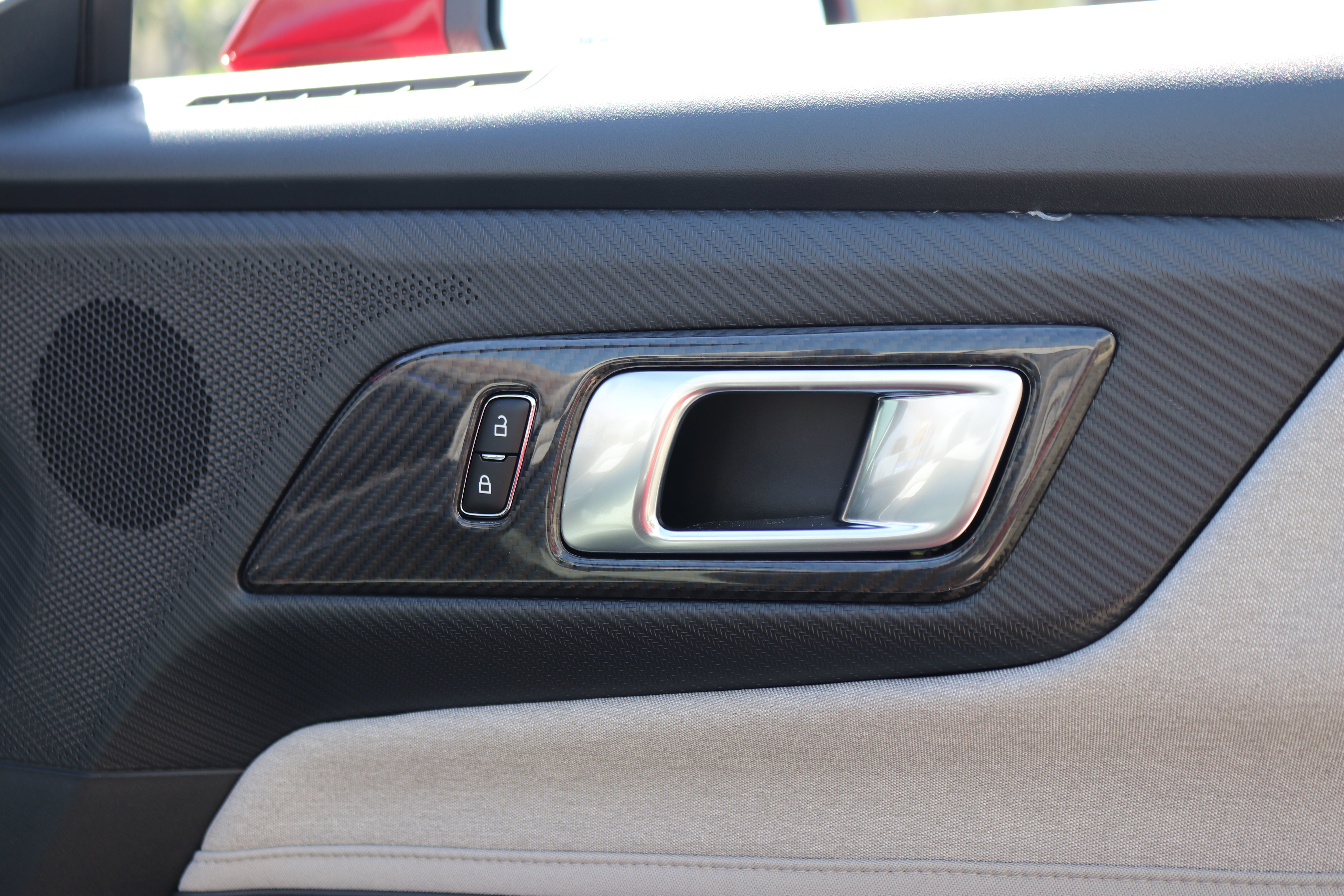 2024 Ford Mustang S650 Real Dry Carbon Fiber Inside door lever trim