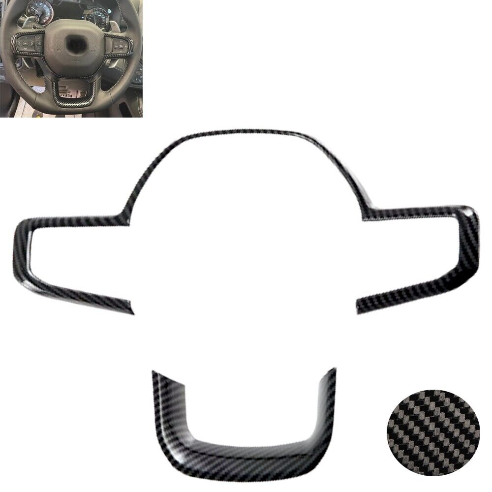 2019-2024 Ram Carbon Fiber Print ABS Steering Wheel Cover Trim