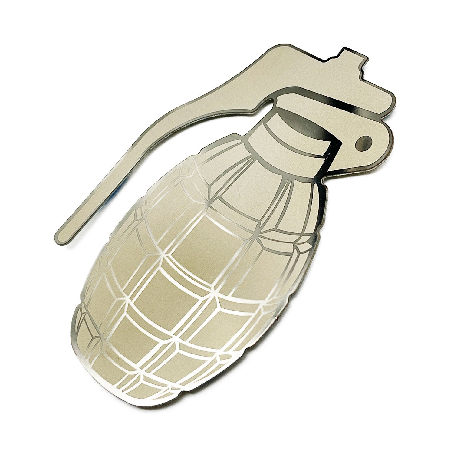 Grenade Emblem Badge Decal Sticker 3D Polished Stainless Steel Dual Layer
