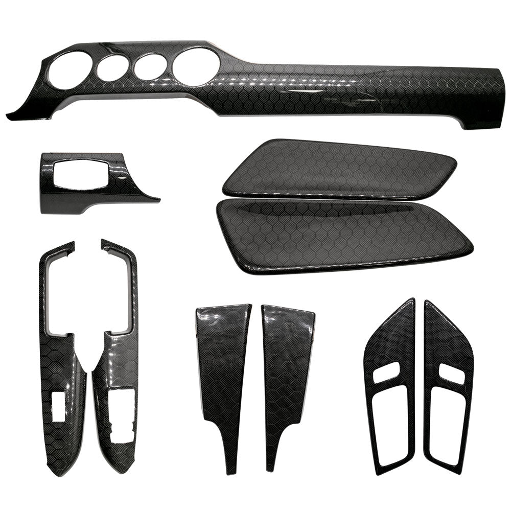 Limited Honeycomb Pattern | 2015-2022 Ford Mustang Real Carbon Fiber Interior Kit - 4 Hole / 10 Piece Kit
