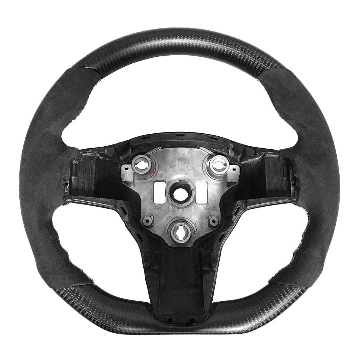2017-2023 Tesla Model 3 - Real Matte Carbon Fiber / Alcantara Steering Wheel