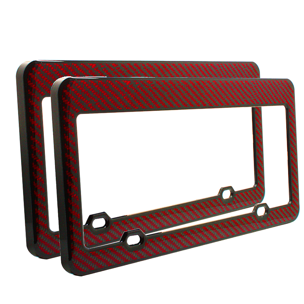 Red Carbon Fiber License Plate Frame (USDM) - 2 Pieces