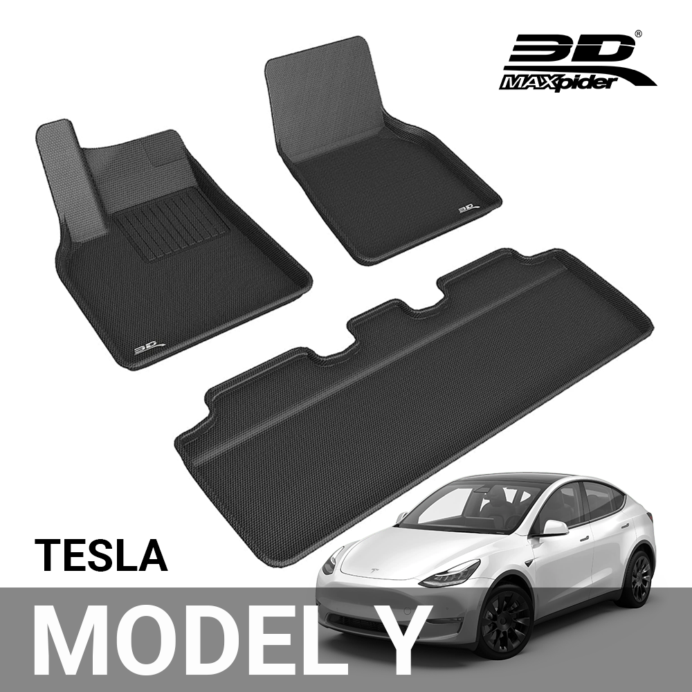 3D MAXpider All-Weather Floor Mats for Tesla Model Y 2021-2023 Custom Fit Floor Liners, Kagu Series (1st & 2nd Row)