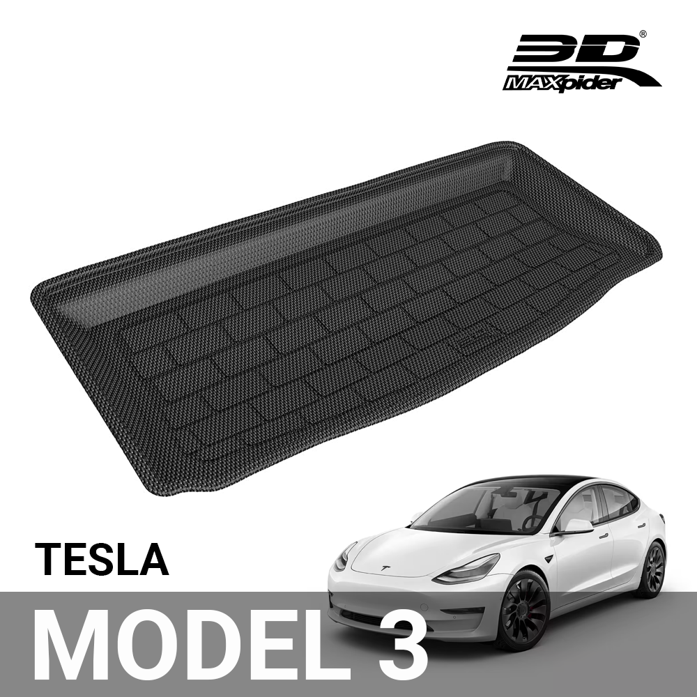 3D MAXpider All-Weather Front Trunk Mat for Tesla Model 3 2017-2020 (Smooth Basin Only) Premium Custom Fit Cargo Liner (NOT for 2021 Model/Beaded Basin)